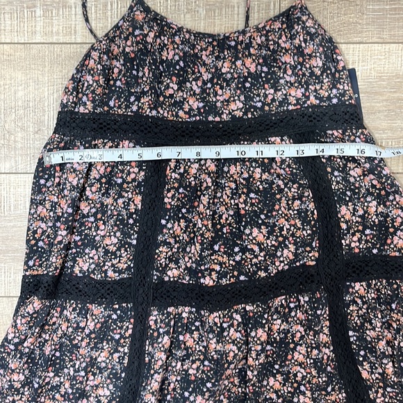 Lucky Brand Floral Dress Tassel Tie Lace Detail Lined Gray / Multi Sz S - Picture 16 of 16